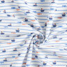 Cotton Poplin Stripes, ships and fish – white/royal blue,  thumbnail number 3