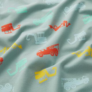 Cotton Jersey Construction site vehicles – dove blue, 