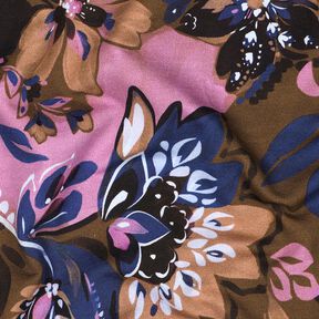 French Terry Painted Flowers Digital Print – indigo/chestnut, 