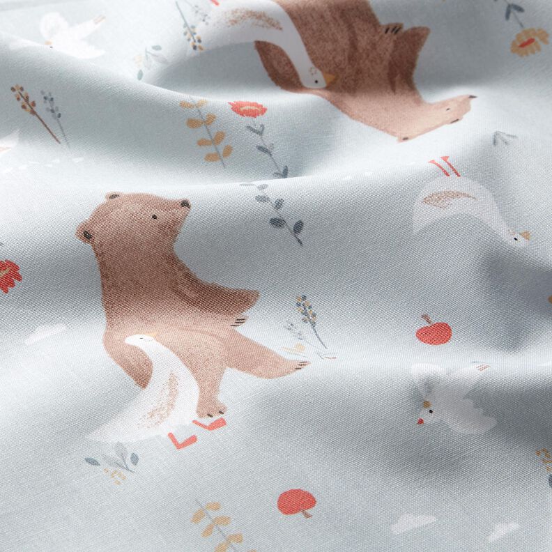 Cotton Poplin Bear and Goose go for a walk – silver grey/light brown,  image number 2