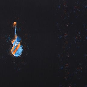 Cotton Jersey Panel Guitar | Glitzerpüppi – black/orange, 