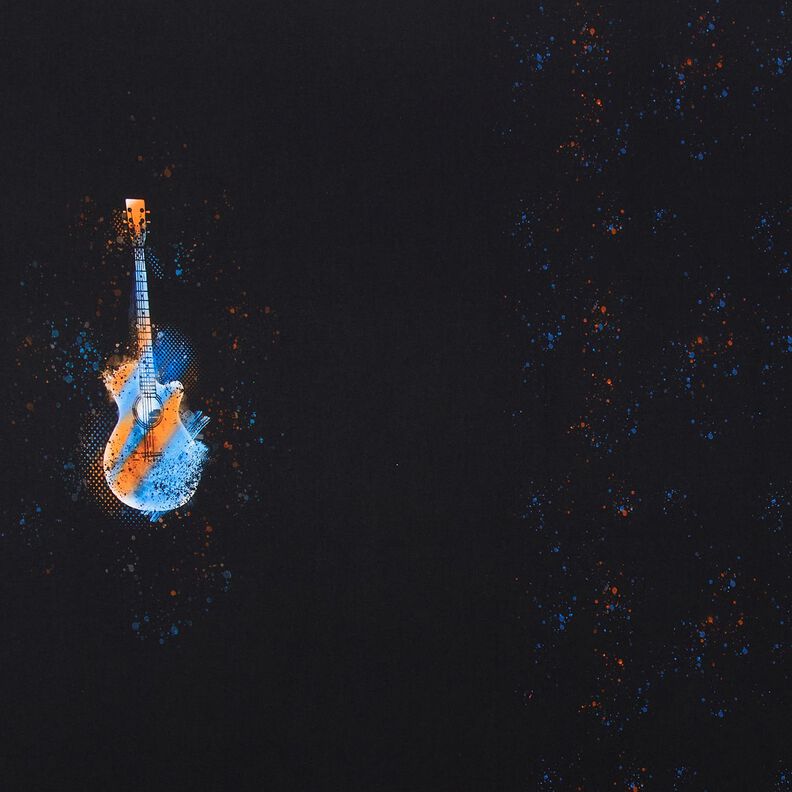 Cotton Jersey Panel Guitar | Glitzerpüppi – black/orange,  image number 1