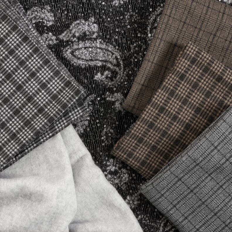 Coating knit stretch check – black/beige,  image number 5