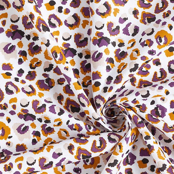 Cotton Cretonne leopard print – aubergine/white,  image number 3