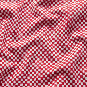 GOTS Cotton Jersey Mini Check | TCC x LOOKS by Wolfgang Joop – red/white, 