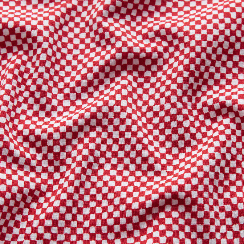 GOTS Cotton Jersey Mini Check | TCC x LOOKS by Wolfgang Joop – red/white,  image number 3