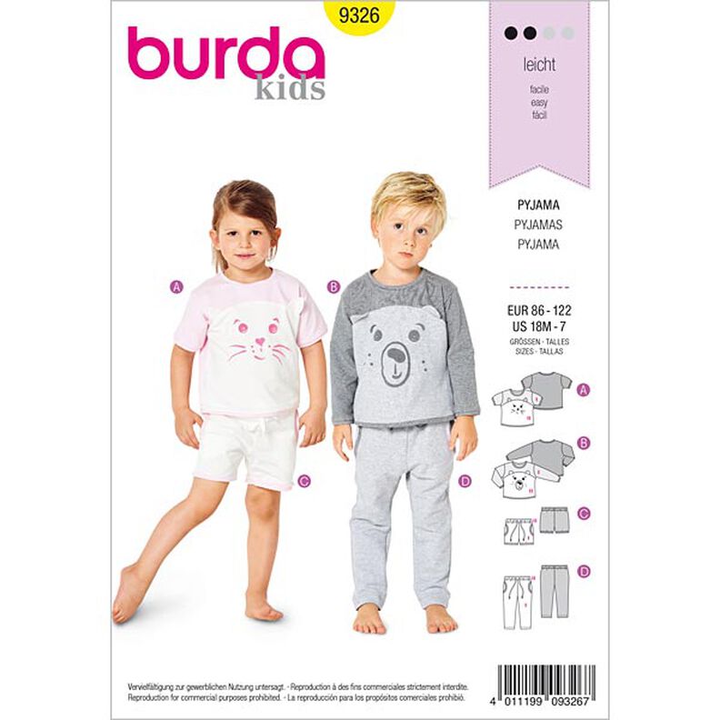 Children’s Pyjamas, Burda 9326 | 86 - 122,  image number 1