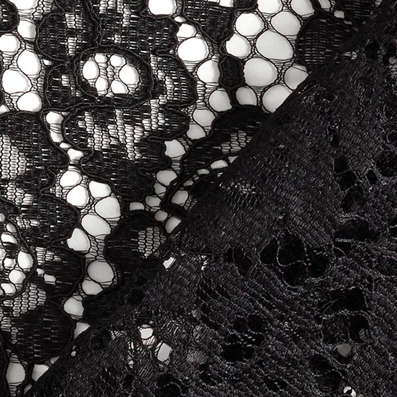 Lace with double-sided floral scalloped edge – black,  image number 5