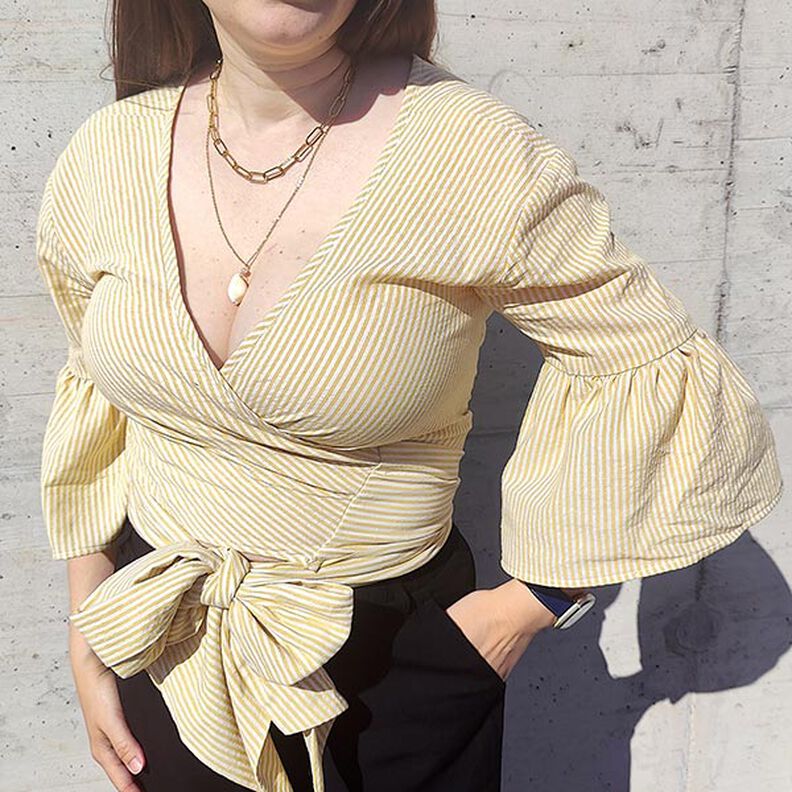 Cotton Viscose Blend stripes – curry yellow/offwhite,  image number 7