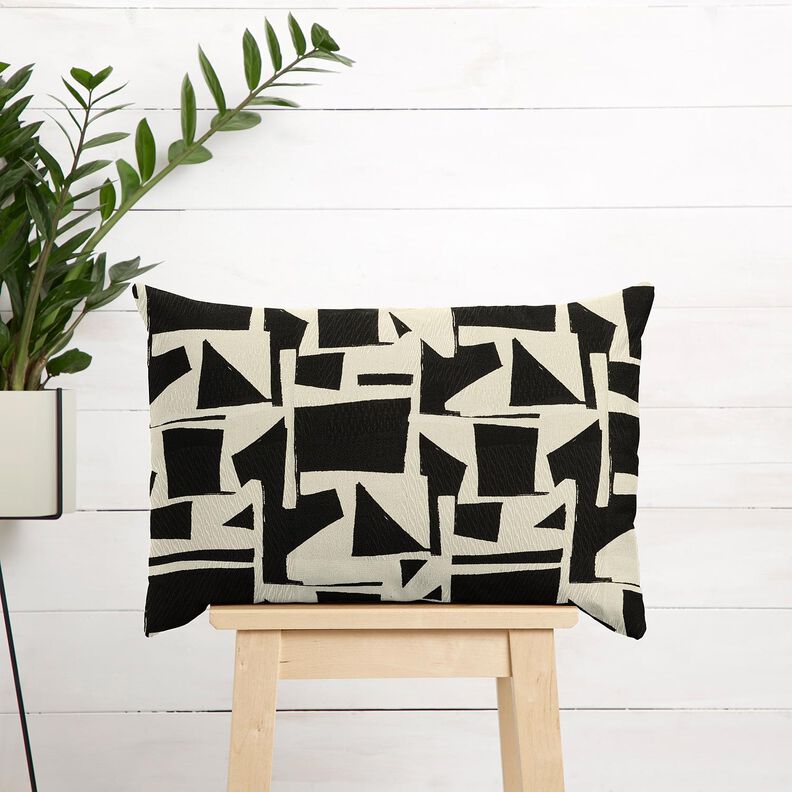 Decor Fabric Jacquard abstract, textured – black/offwhite,  image number 7