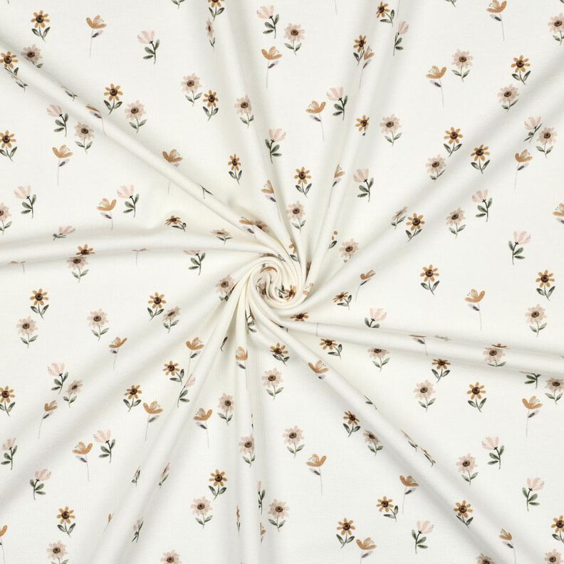 Cotton Jersey Sweet Flowers Digital Print | Poppy Fabrics – ivory/caramel,  image number 3