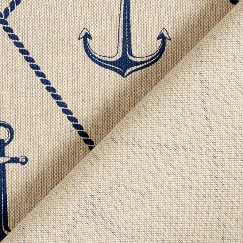 Decor Fabric Half Panama classic anchor – natural/navy blue,  image number 4