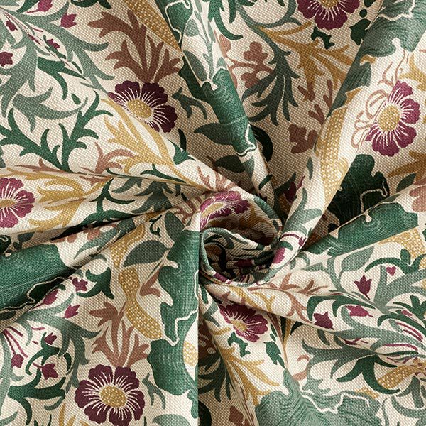 Decor Fabric Half Panama ornate flowers – natural,  image number 3