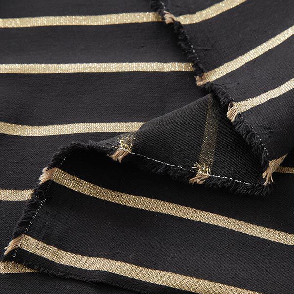 Glitter Stripes Stretch Cotton – black/gold,  image number 3