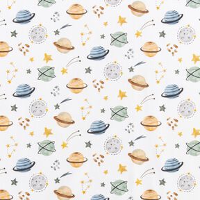 Decor Fabric Half Panama Planets – white, 