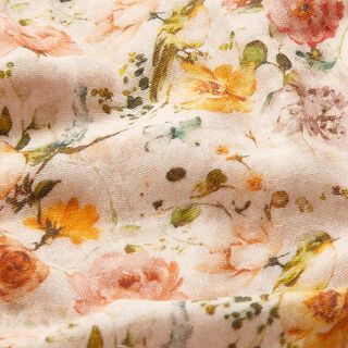Double Gauze/Muslin Roses and birds Digital Print | Stenzo – champagne, 