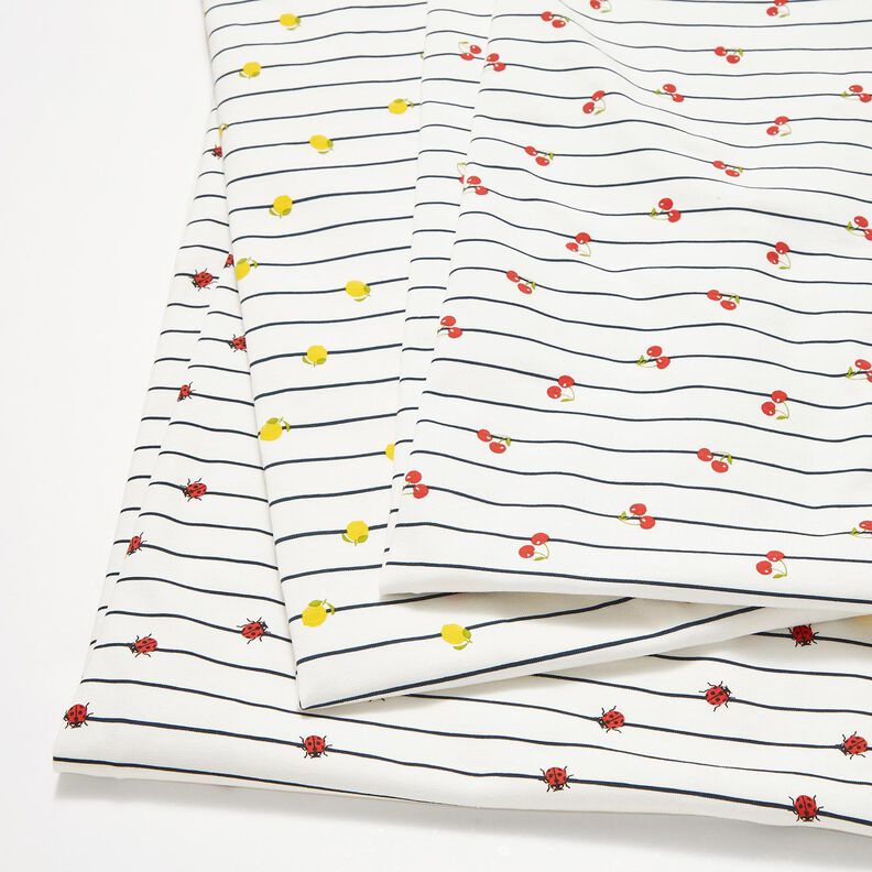 Cotton Jersey Stripes and lemons – offwhite,  image number 5