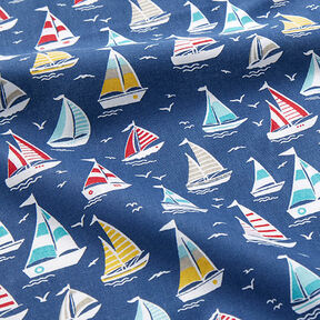 Cotton Cretonne sailing trip – ocean blue/white, 