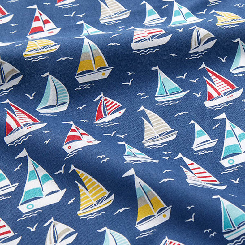 Cotton Cretonne sailing trip – ocean blue/white,  image number 2