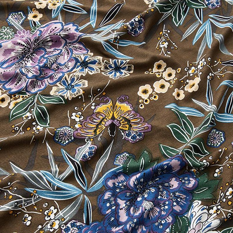 Floral bouquet viscose jersey – brown,  image number 2