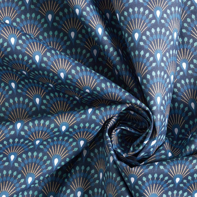 Coated Cotton peacock fan look – blue,  image number 4