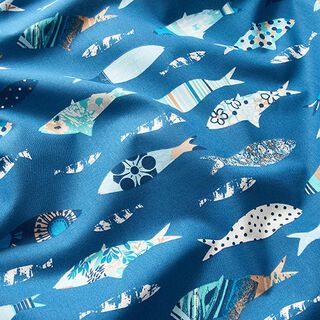 Cotton Cretonne abstract fish – blue, 