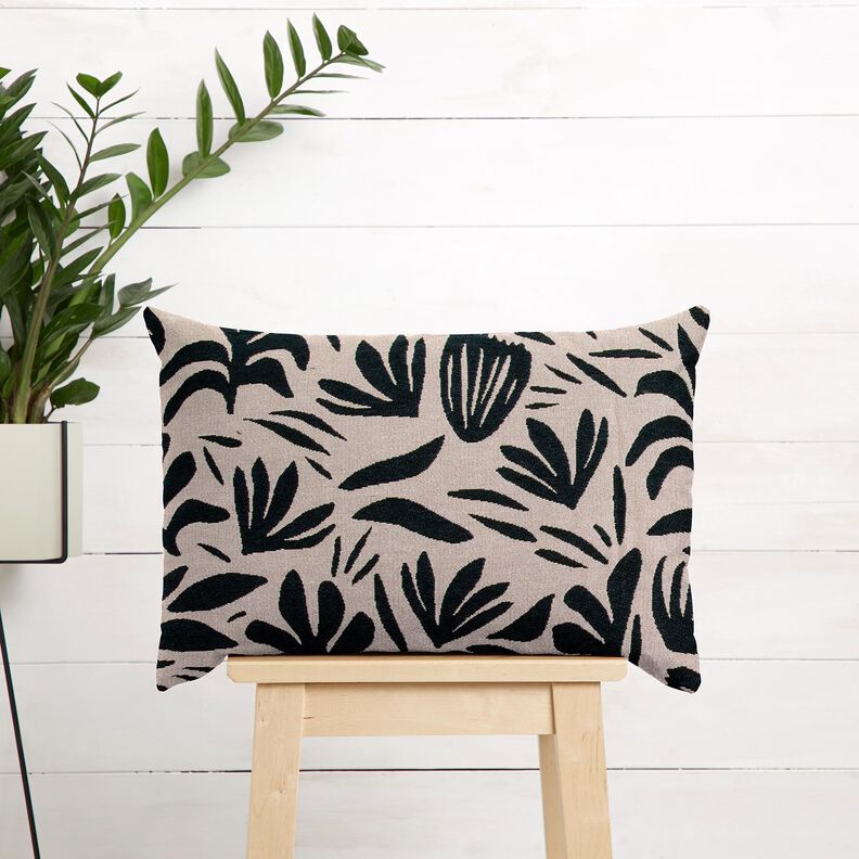 Decor Fabric Tapestry Fabric Abstract Plants – light beige/black,  image number 7