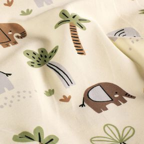 Cotton Jersey jungle elephants – offwhite/reed, 