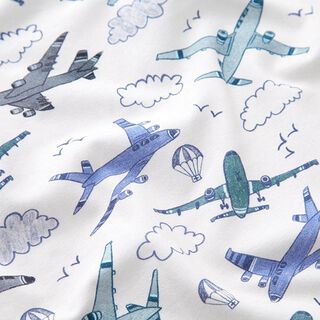 Cotton Jersey Aeroplanes Digital Print – offwhite, 