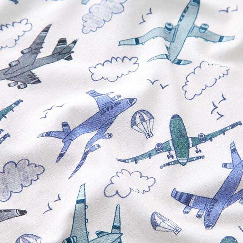 Cotton Jersey Aeroplanes Digital Print – offwhite,  image number 2