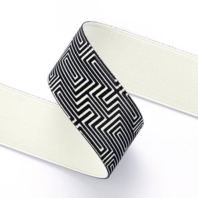 Labyrinth Elastic  [ 3,5 cm ] – black/white,  image number 2