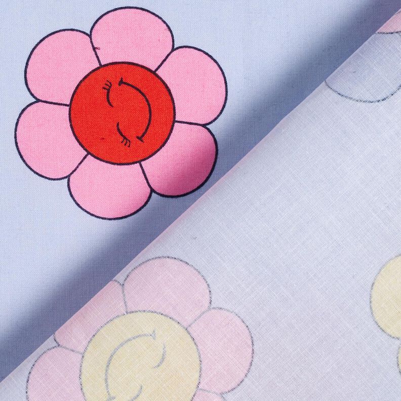 Coated Cotton cheerful flowers | Poppy Fabrics – baby blue/pink,  image number 5