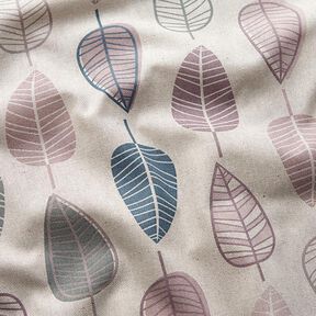 Decor Fabric Half Panama Retro Leaves – light dusky pink/natural, 