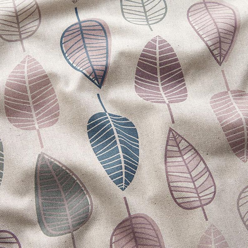 Decor Fabric Half Panama Retro Leaves – light dusky pink/natural,  image number 2