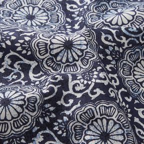 Cotton Cretonne floral mandala – white/midnight blue, 