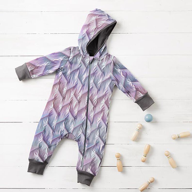 Quilted Fabric diagonal pattern, iridescent – pastel mauve, image number 6