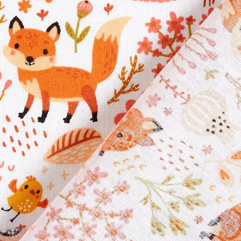 Cotton Cretonne Meadow Foxes – white,  image number 4