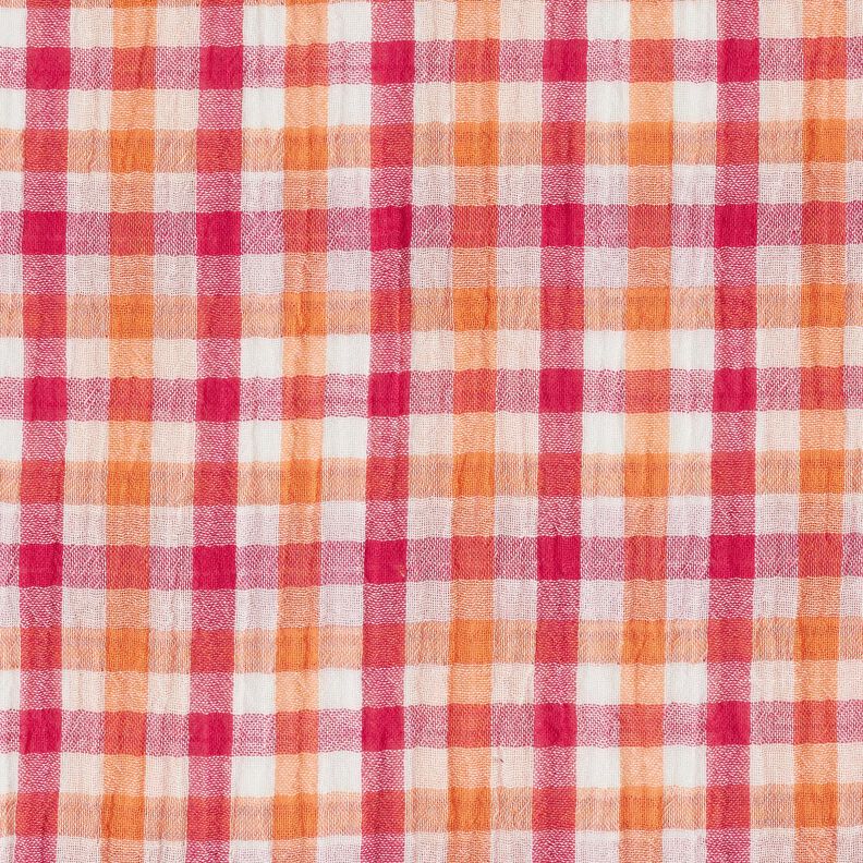 Double Gauze/Muslin Doubleface checked | by Poppy – raspberry/peach orange,  image number 5
