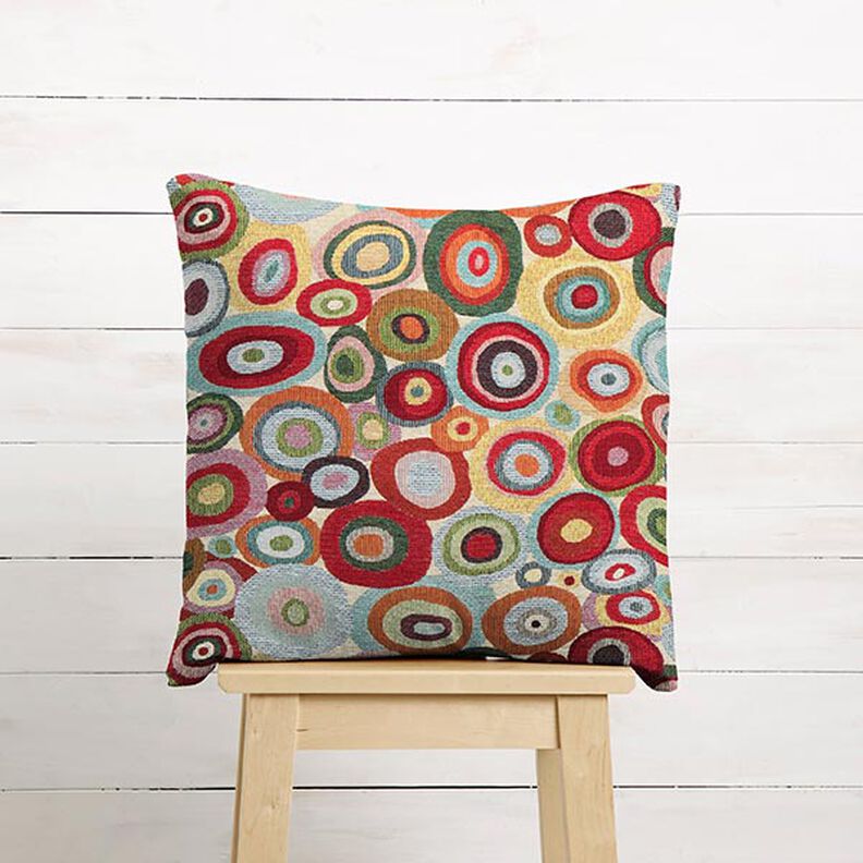 Decor Fabric Tapestry Fabric Colourful Circles – light beige/carmine,  image number 7