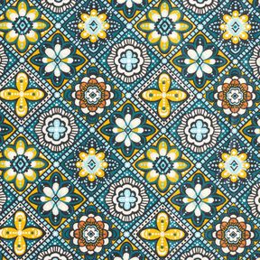 Coated Cotton artistic tiles – petrol/yellow, 
