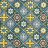 Coated Cotton artistic tiles – petrol/yellow,  thumbnail number 1