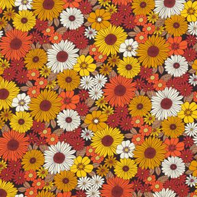 viscose fabric Summer Flowers – sunglow/black, 