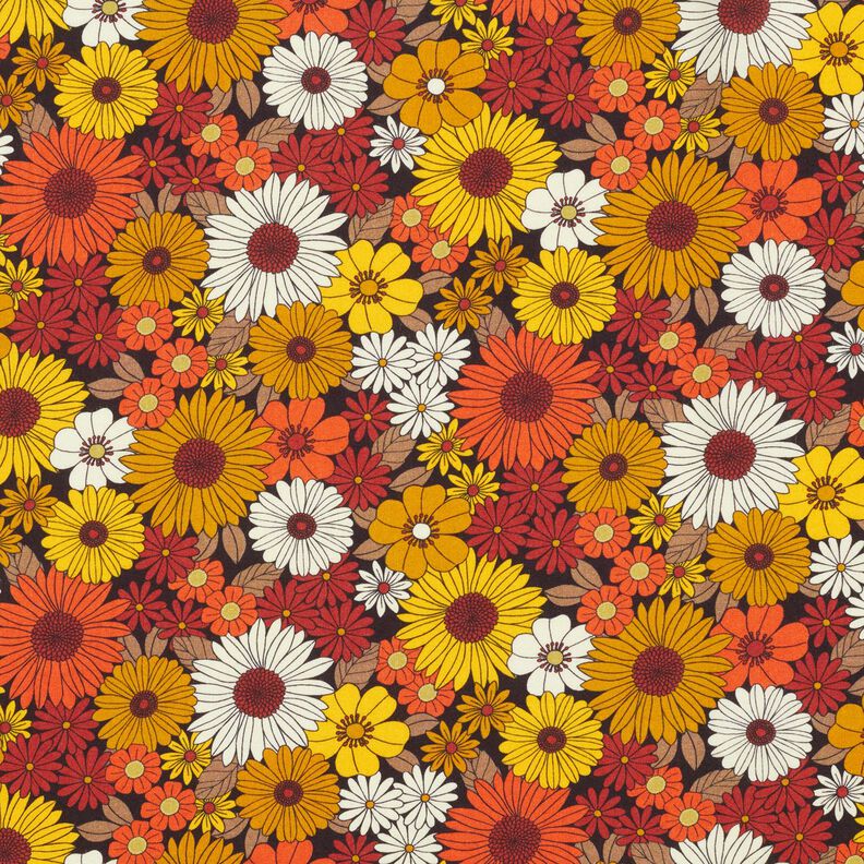 viscose fabric Summer Flowers – sunglow/black,  image number 1