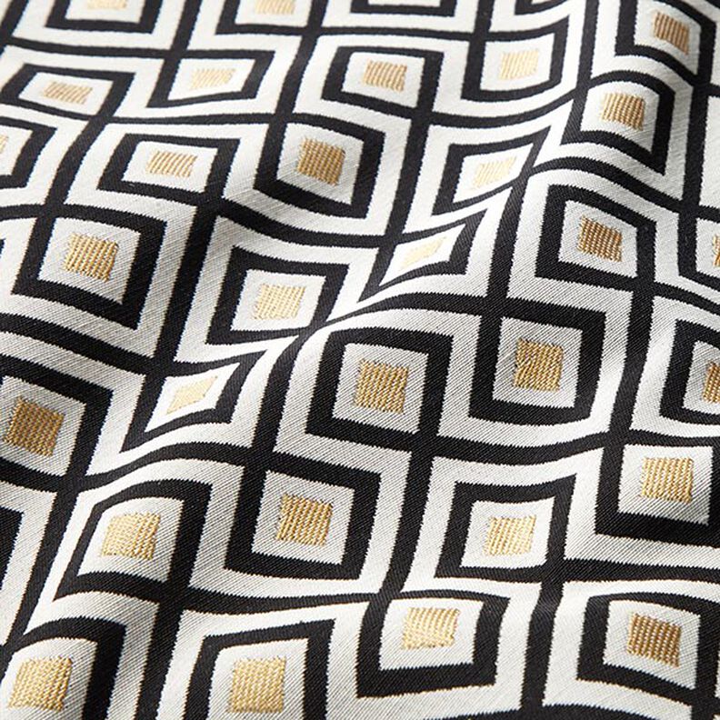 Decor Fabric Jacquard Art Deco Diamonds – offwhite/gold,  image number 2