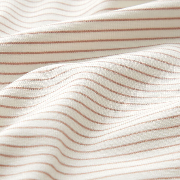 Cotton jersey fine stripes – white/sand,  image number 2