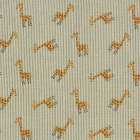 Ribbed Jersey Cute giraffes – khaki, 