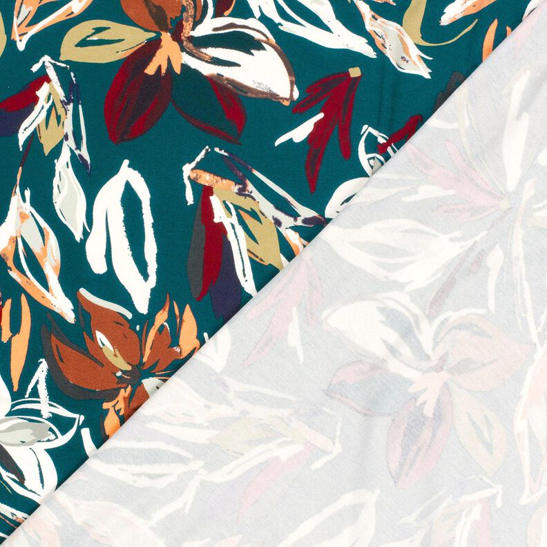 Viscose Jersey modern flowers – petrol/copper, image number 4