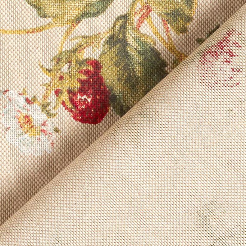 Decor Fabric Half Panama Strawberries – carmine/natural,  image number 4