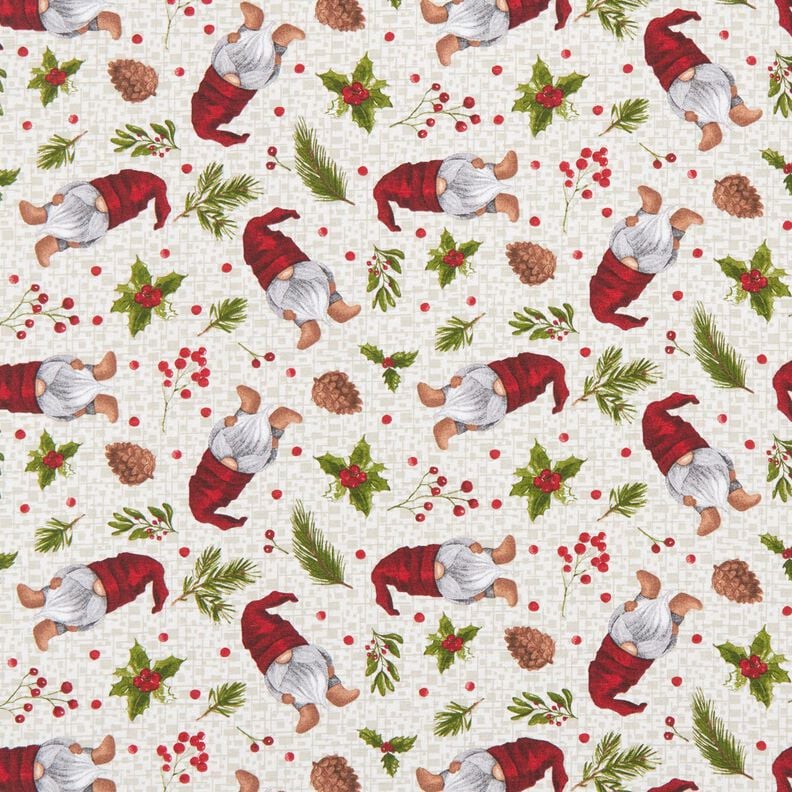 Decor Fabric Canvas Gnome with hat – light beige/dark red, image number 1