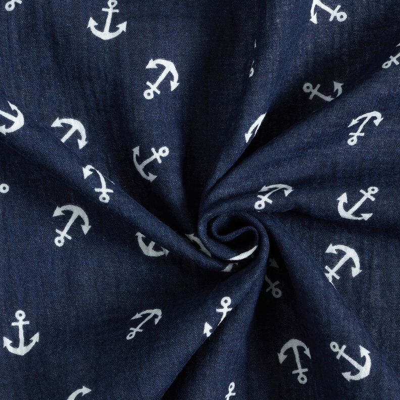 Double Gauze/Muslin Anchor – navy blue/white, image number 3